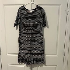 dressbarn Black and White Geometric Midi Dress
